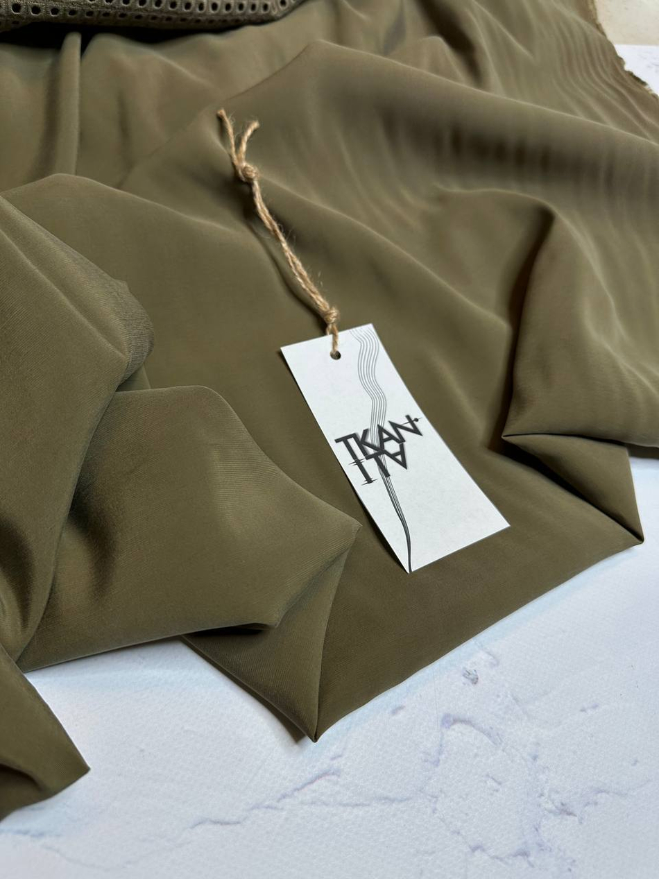 Плательно-костюмная однотонная купро с нейлоном (Armani, 85%купро/15%нейлон, Оливковый, 143)