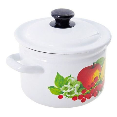 Кастрюля сталь, эмал, 4 л, с крыш, крышка сталь, Керчь, Эквадор, 41704-142/6, бел