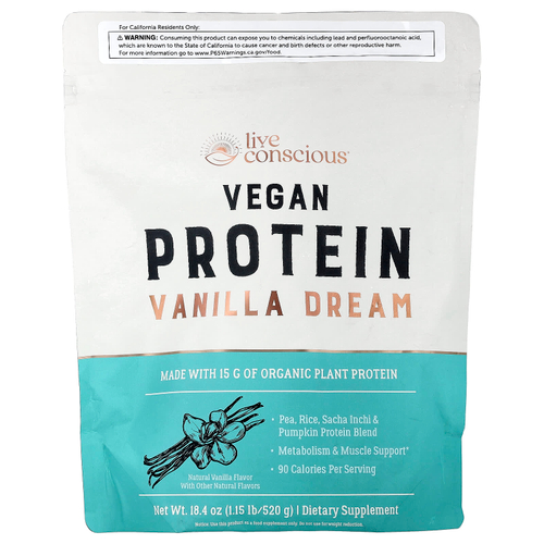 Live Conscious, Vegan Protein, Vanilla Dream, 520 г (1,15 фунта)