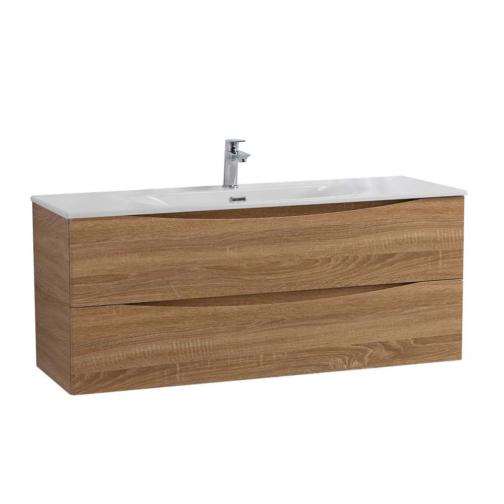 Тумба с раковиной подвесная BelBagno MARINO-CER-N-1200-2C-SO-WO-P Rovere Bianco, раковина белая BB-8099-120