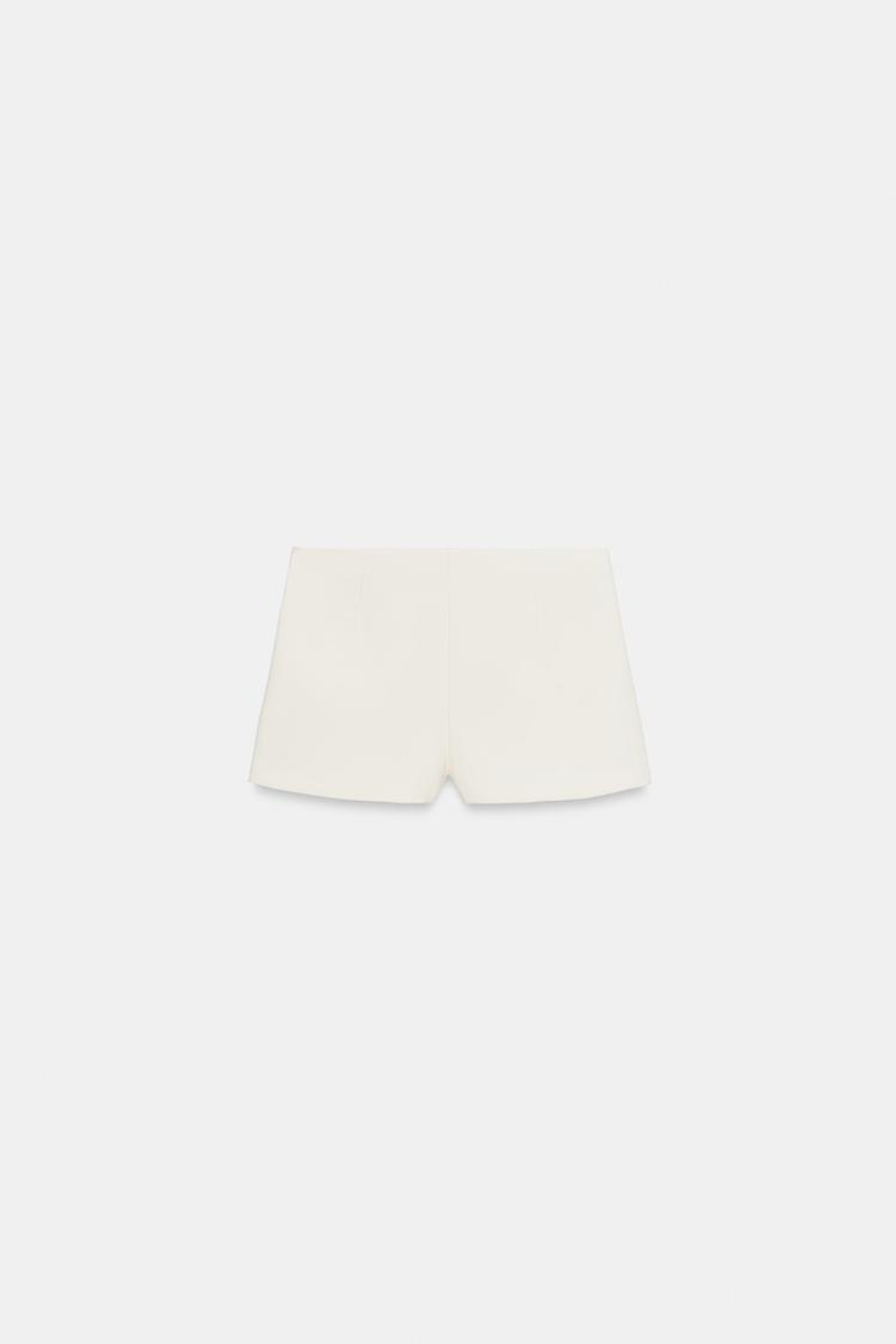 ZARA ЮБКА-ШОРТЫ В КЛЕТКУ ВИШИ С РАЗРЕЗОМ, ЭКРЮ