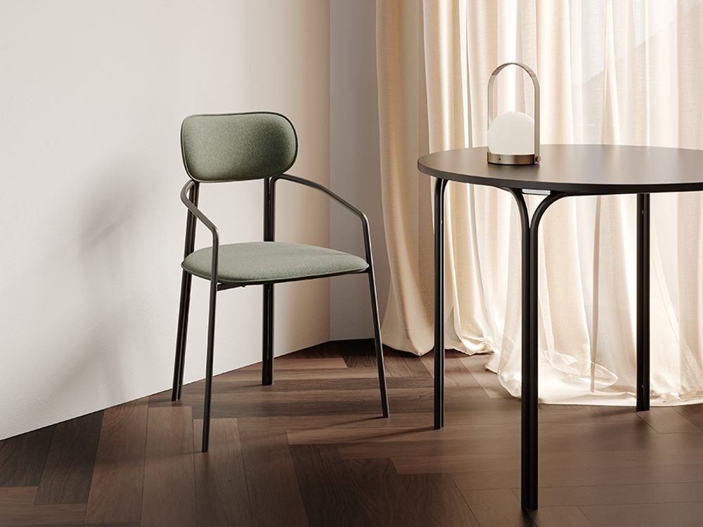 Стул Ror, Round, рогожка, черный/зеленый