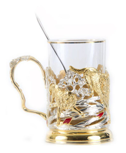 Подстаканник Охота на Волка с позолотой