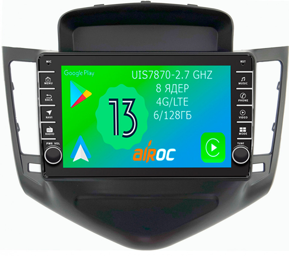 Магнитола для Chevrolet Cruze 2009-2012 - Airoc AB-1308 (кнопки и крутилки), Android 13, TS20, 6/128Гб, SIM-слот, CarPlay
