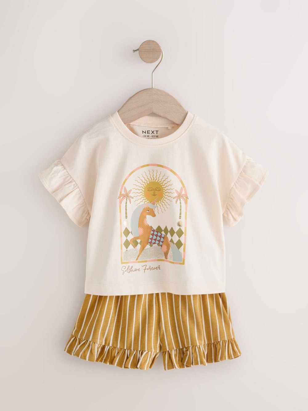 Футболка и шорты в комплекте для девочки Next E65-378, 2 шт., Бежевый
