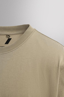 ZARA БАЗОВАЯ СПОРТИВНАЯ ФУТБОЛКА ИЗ ХЛОПКА, СВЕТЛО-ЗЕЛЕНЫЙ