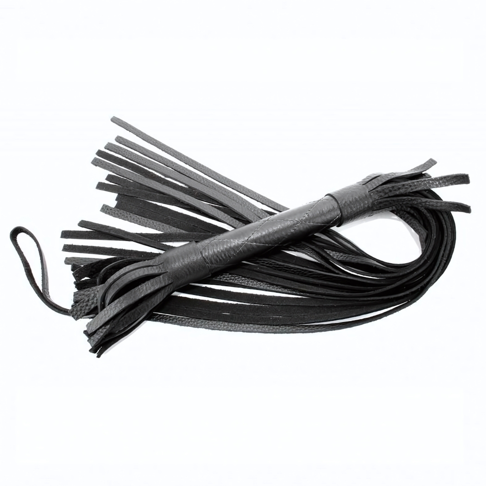 Чёрная плетка из натуральной кожи - 60 см. (Цвет: черный)