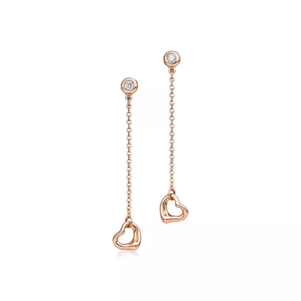 Серьги из розового золота с бриллиантами, Tiffany 💎Open heart. Единственные в наличии