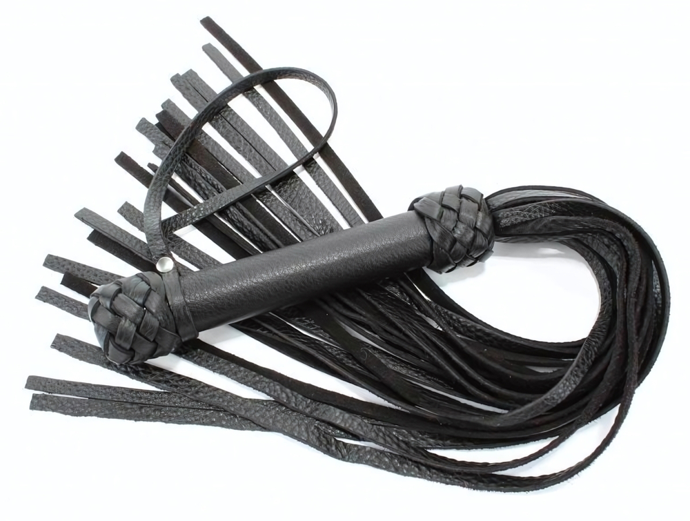 Черная плеть с плетением турецкие головы - 60 см. (Цвет: черный)