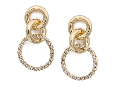 Серьги "Trio"  35мм, со стразами