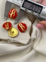 Пуговицы Скиап. золотистые с терракотовой (красной /оранжевой ) эмалью "Губы", скидка