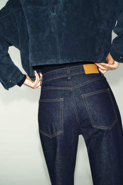 ZARA ДЖИНСЫ Z.03 ПРЯМОГО КРОЯ С ВЫСОКОЙ ПОСАДКОЙ И УДЛИНЕННЫМИ ШТАНИНАМИ, СИНИЙ
