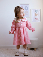 Платье из варёного хлопка в клетку виши, цвет розовый