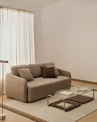 Трехместный диван-кровать Laira из бежевой синели, 218 см