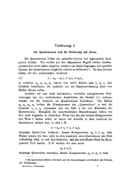 Vorlesungen über die Zahlentheorie der Quaternionen | Adolf Hurwitz