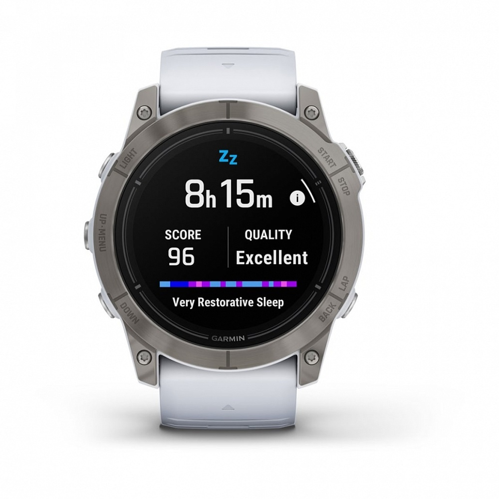 Смарт часы Garmin Epix Pro (Gen 2) Sapphire Edition 51 мм, титановый белый, DLC, белый силиконовый ремешок