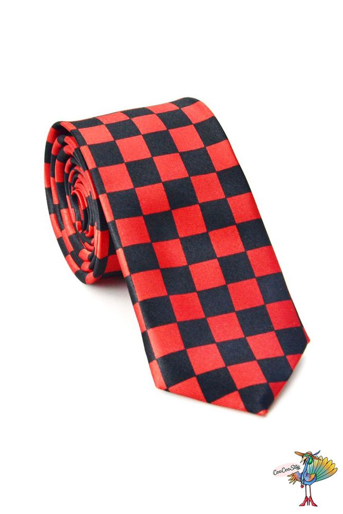 галстук Клетка, черно-красный