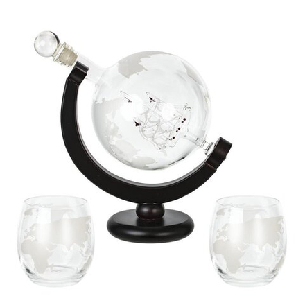 GAEM Графин "Глобус" 950 мл с 2-мя стаканами 300 мл, L20 W13 H22 см