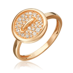 Кольцо «Пуговица» из красного золота с фианитами