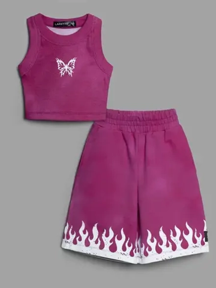 Костюм для девочки топ и шорты бермуды