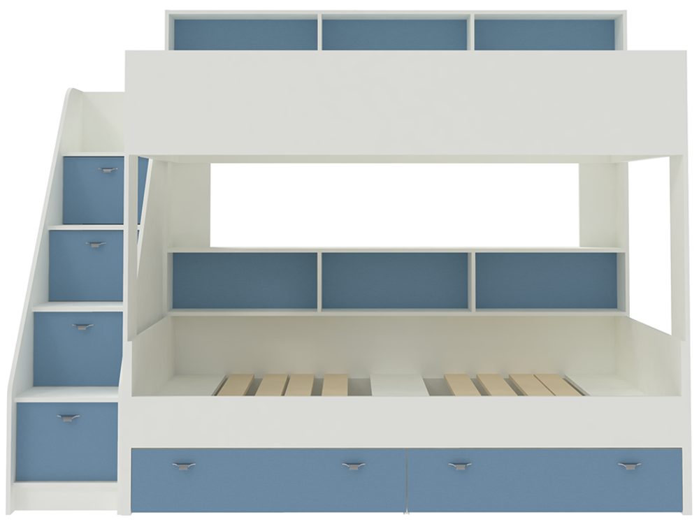 Двухъярусная кровать КарИВи Голден Кидс 10 Белый  Светло-синий, голубой