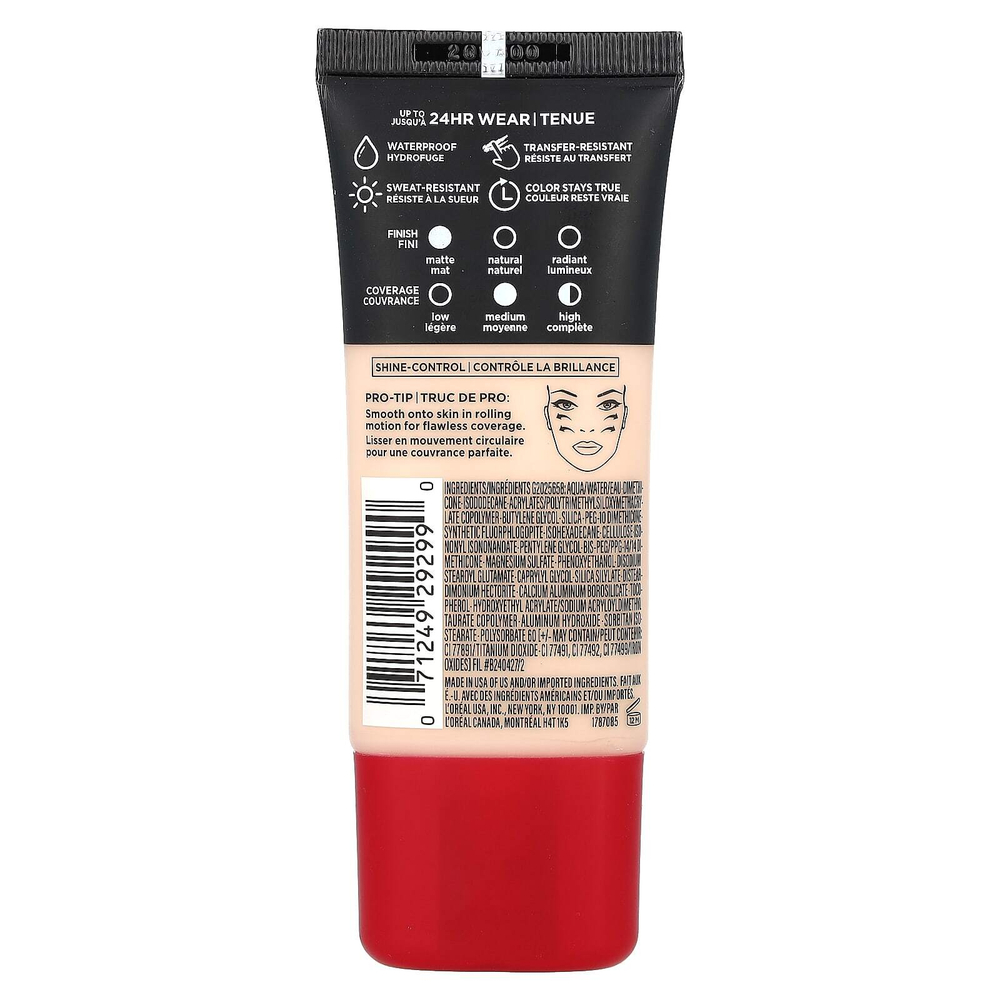 L'Oréal, Infallive Pro-Matte Foundation, оттенок 101 классическая слоновая кость, 30 мл (1 жидк. унция)