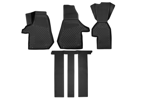 Коврики 3D в салон для VOLKSWAGEN Multivan 2019-, 4шт. 2-й, 3-й ряд капитан, рельсы в середине (полиуретан)  AFM3DA0N098210K