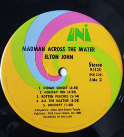 Винтажная виниловая пластинка LP Elton John Madman Across The Water (USA 1971) Tiny Dancer