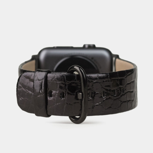 Ремешок для Apple Watch 40/41mm Classic из кожи аллигатора цвета черный лак