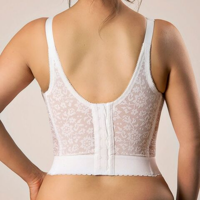 Удлиненная корсетная полуграция-бюстье из кружевной ткани (Размер: 48B) (Цвет: белый)