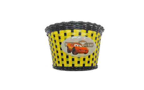 Корзина TRIX для дет. вел. 12"-16", креп. на руль, 235х165х155мм, пласт., плетёная, черно-желтая