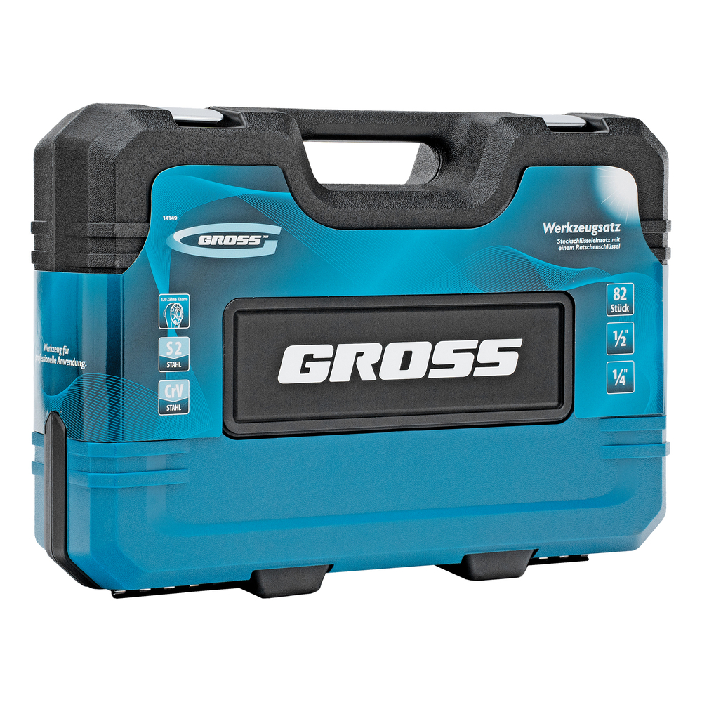 Набор инструментов, 1/4", 1/2", CrV, 120 зубьев, 82 предмета Gross