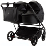 Детская коляска для двойни Adamex Leo Duo Deluxe 3 в 1 DUO-SA2 (ЧЕРНАЯ КОЖА)