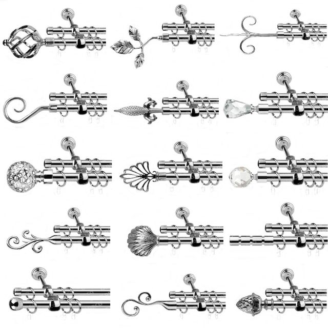 Карнизы кованые для штор d 16 двухрядные, цвет хром