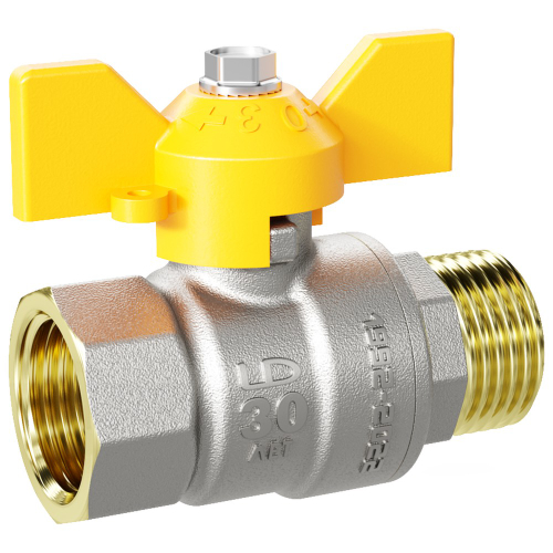 Кран шаровый газовый "бабочка" ВН внутренняя наружная резьба 3/4" (LD Pride) уп 22 шт