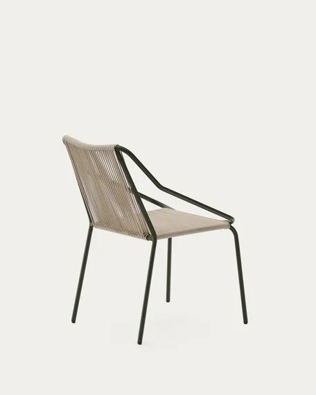 Уличный стул Zivia из веревки цвета экрю и оцинкованной стали зеленого цвета