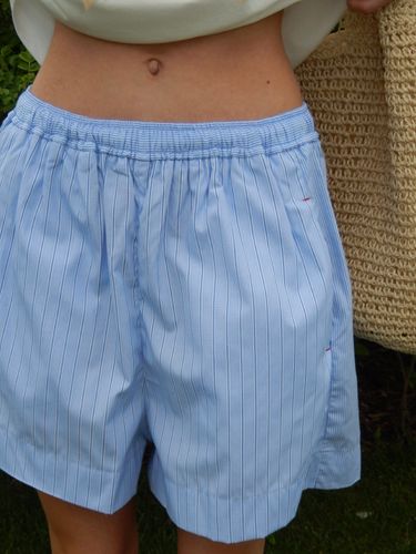 Голубые пижамные шорты Acker в полоску