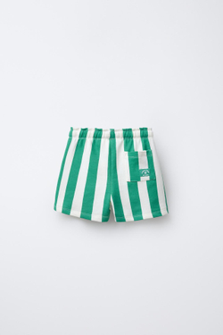 ZARA ПОЛОСАТЫЕ ШОРТЫ ИЗ МЯГКОЙ ТКАНИ, СВЕТЛО-ЗЕЛЕНЫЙ