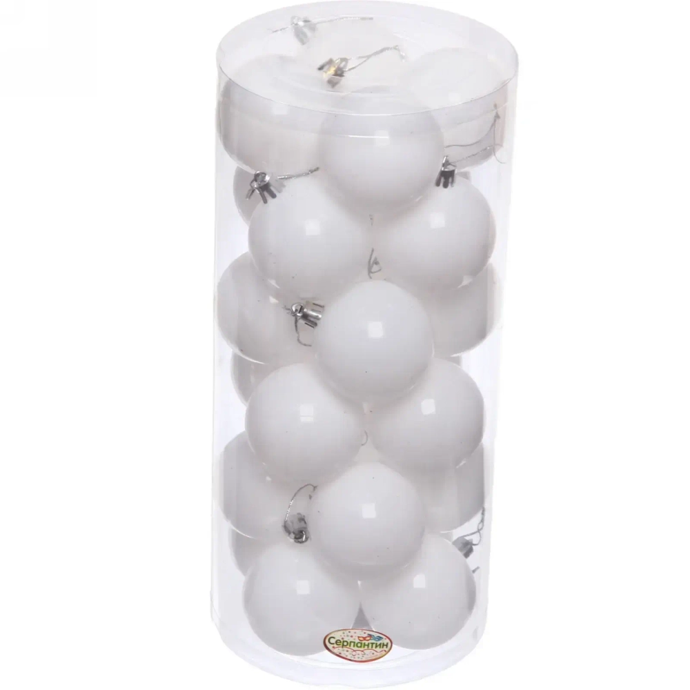 Новогодние шары 6 см (набор 24 шт) «Глянец», белый