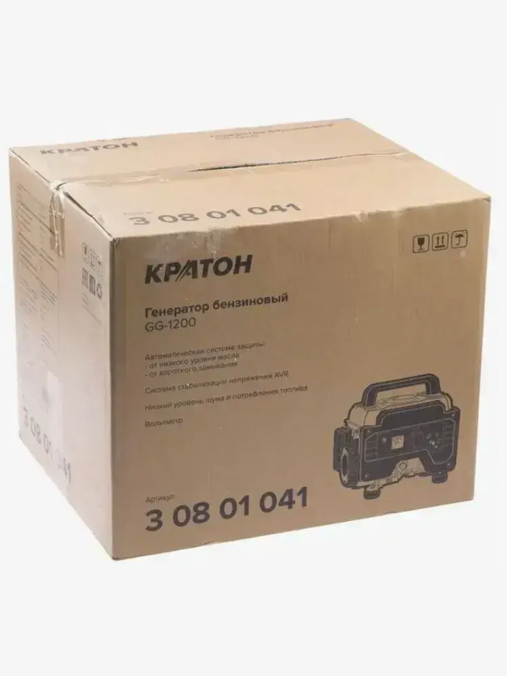 Генератор бензиновый Кратон, 1.2 кВт, 4-х тактный двигатель, 220 В / 12 В, ручной стартер, GG-1200