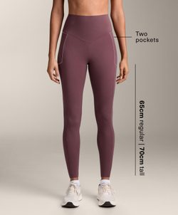 OYSHO Легинсы длиной до щиколотки с высокой посадкой и карманами, компрессионные, длиной 65 см, бургунди