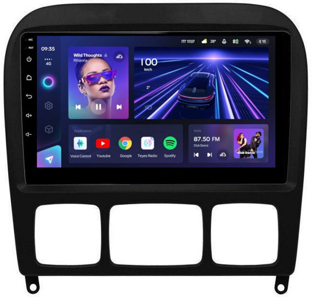 Магнитола для Mercedes-Benz S (W220) 1998-2005 (рамка черная) - Teyes CC3L на Android 10, 8-ядер, CarPlay, 4G SIM-слот