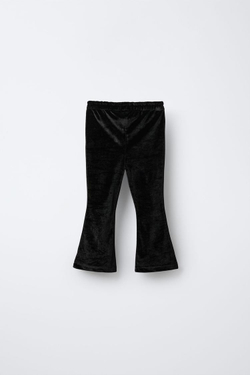 ZARA БАРХАТНЫЕ БРЮКИ FLARE, ЧЕРНЫЙ