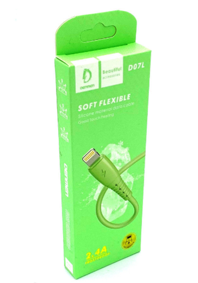 Кабель DENMEN D07L USB-Lightning 2.4A 1м Silicone Green