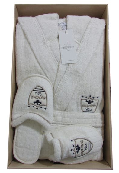 RODOLPHE  РУДОЛЬФ махровый мужской  халат с капюшоном и с тапочками  Maison Dor Турция