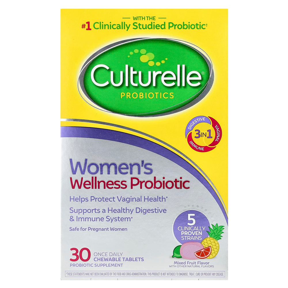 Culturelle, Пробиотики, пробиотики для женщин, фруктовое ассорти, 30 жевательных таблеток