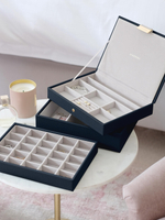 Органайзер для украшений и часов Stackers Classic Jewellery Box, 3 секции -Dove Grey & Rose (Navy Blue / темно-синий / Navy Blue / Органайзер с крышкой)