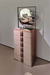 Комод с зеркалом 4542, 185х75 см, экокожа, шпон ореха