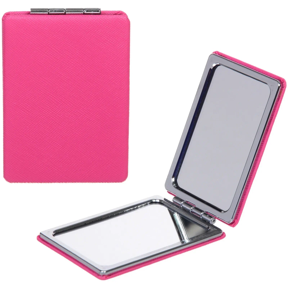 Зеркало косметическое двойное «ФРАТЕЛЛИ», прямоугольник, цвет розовый, 9*6см (пакет с подвесом)