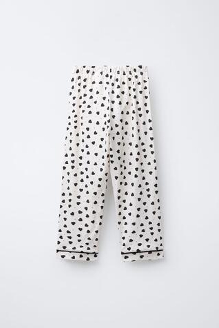 ZARA ПИЖАМА С ПРИНТОМ «СЕРДЦА», ЧЕРНЫЙ/ЭКРЮ